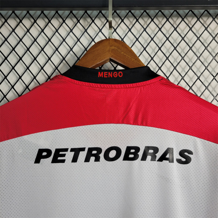 with Sponor Logo+Sleeve Patch Retro Shirt 2008 Flamengo Away White Vintage Soccer Jersey