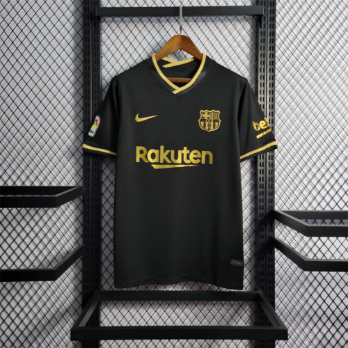 with Laliga Patch Retro Jersey 2020-2021 Barcelona Third Away Black Home Soccer Jersey Vintage Football Shirt