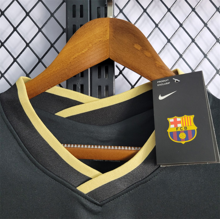 with Laliga Patch Retro Jersey 2020-2021 Barcelona Third Away Black Home Soccer Jersey Vintage Football Shirt