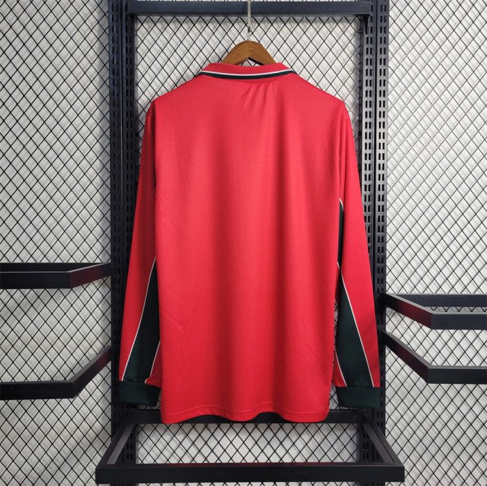 Long Sleeve Retro Jersey 1998 Morocco 3rd Away Red Soccer Jersey Vintage Football Shirt