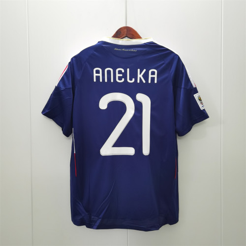 with World Cup Patch Retro Jersey 2010 France ANELKA 21 Home Vintage Soccer Jersey