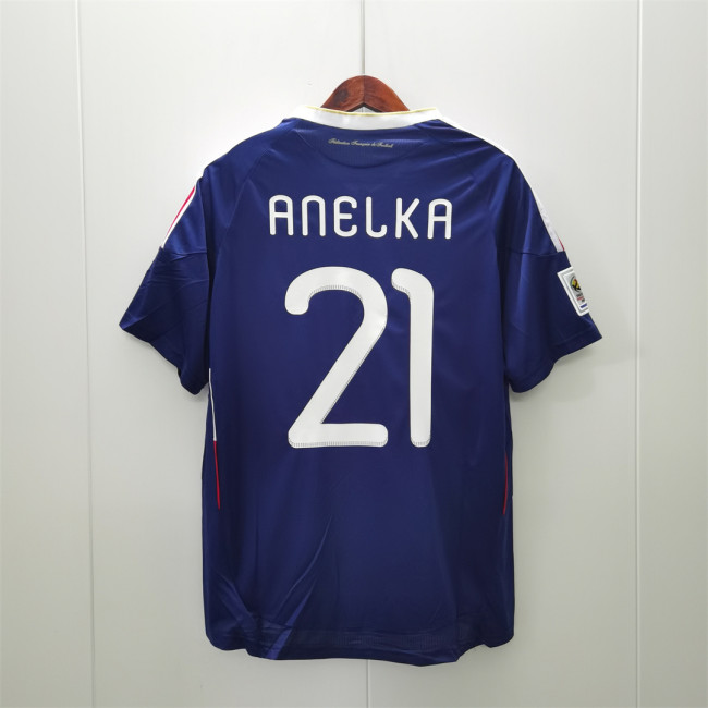 with World Cup Patch Retro Jersey 2010 France ANELKA 21 Home Vintage Soccer Jersey