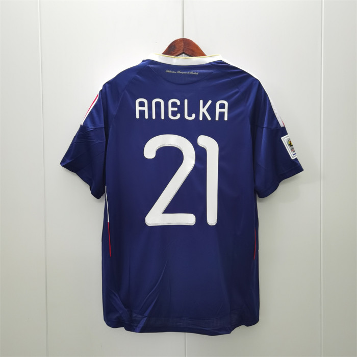 with World Cup Patch Retro Jersey 2010 France ANELKA 21 Home Vintage Soccer Jersey