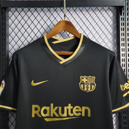 with Laliga Patch Retro Jersey 2020-2021 Barcelona Third Away Black Home Soccer Jersey Vintage Football Shirt