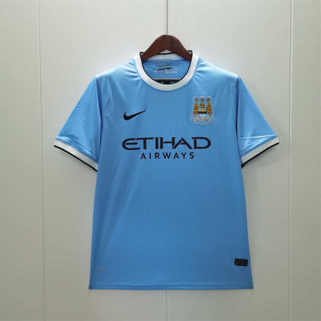 Retro Man City Shirt 2013-2014 Manchester City Home Vintage Soccer Jersey