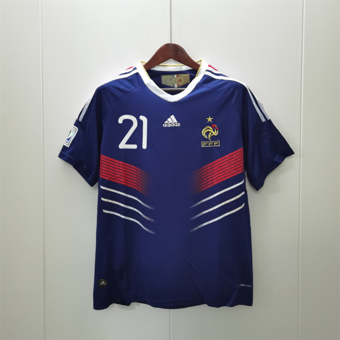with World Cup Patch Retro Jersey 2010 France ANELKA 21 Home Vintage Soccer Jersey