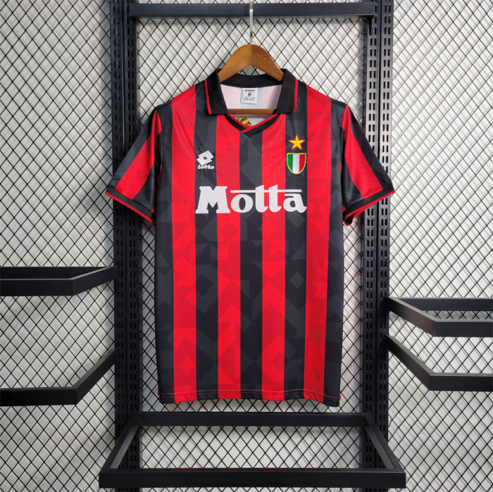 Retro Jersey 1993-1994 AC Milan Home Soccer Jersey Vintage Maillot de Foot