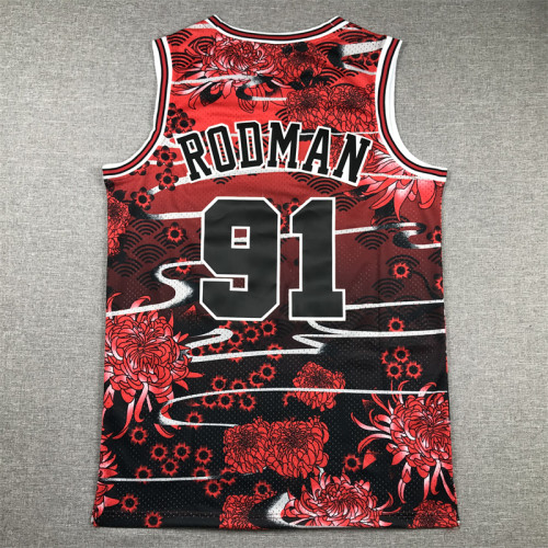 Mitchell&ness 1997-98 Chicago Bulls Rabbit Edition Basketball Shirt 91 RODMAN Classic NBA Jersey