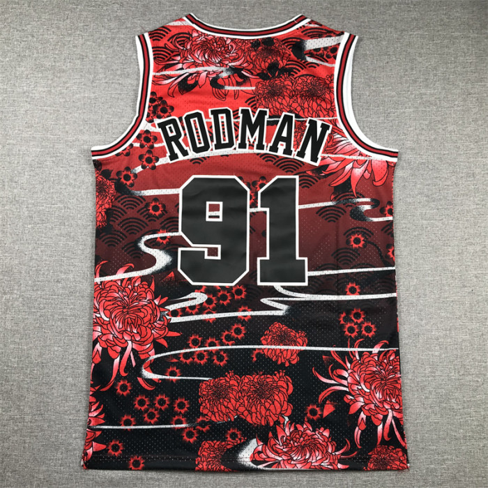 Mitchell&ness 1997-98 Chicago Bulls Rabbit Edition Basketball Shirt 91 RODMAN Classic NBA Jersey