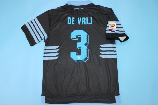 Retro Jersey 2015-2016 Lazio DE VRIJ 3 Away Black Soccer Jersey Vintage Football Shirt