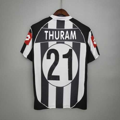 Retro Jersey 2002-2003 Juventus Home Soccer Jersey 21 THURAM Vintage Football Shirt