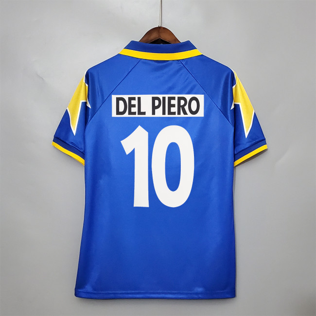 Retro Jersey 1995-1997 Juventus Away Blue Soccer Jersey 10 DEL PIERO Vintage Football Shirt