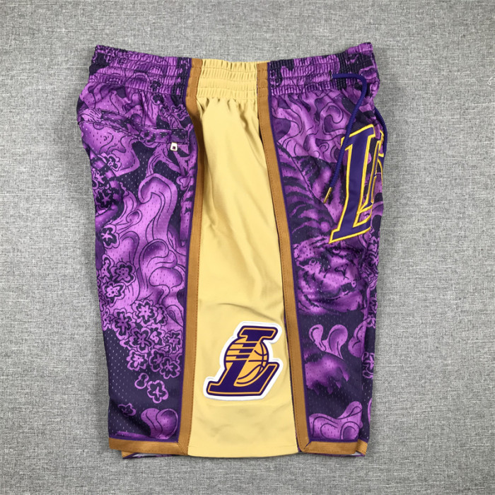 with Pocket Los Angeles Lakers NBA Shorts Tiger Edition Basketball Shorts