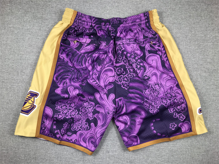 with Pocket Los Angeles Lakers NBA Shorts Tiger Edition Basketball Shorts