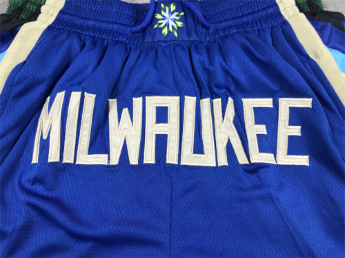 with Pocket 2023 Milwaukee Bucks NBA Shorts City Edition Blue Basketball Shorts