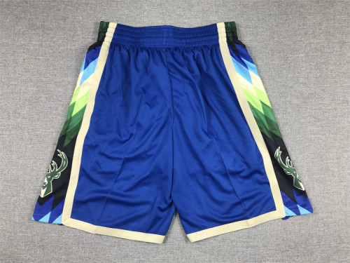 2023 Milwaukee Bucks NBA Shorts City Edition Blue Basketball Shorts