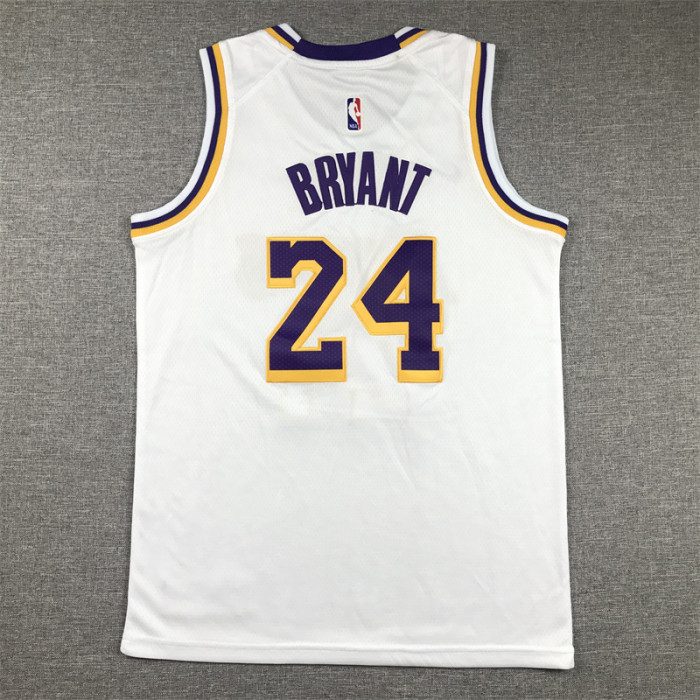 Round Neck Youth Kids Basketball Shirt Los Angeles Lakers 24 BRYANT White NBA Jersey