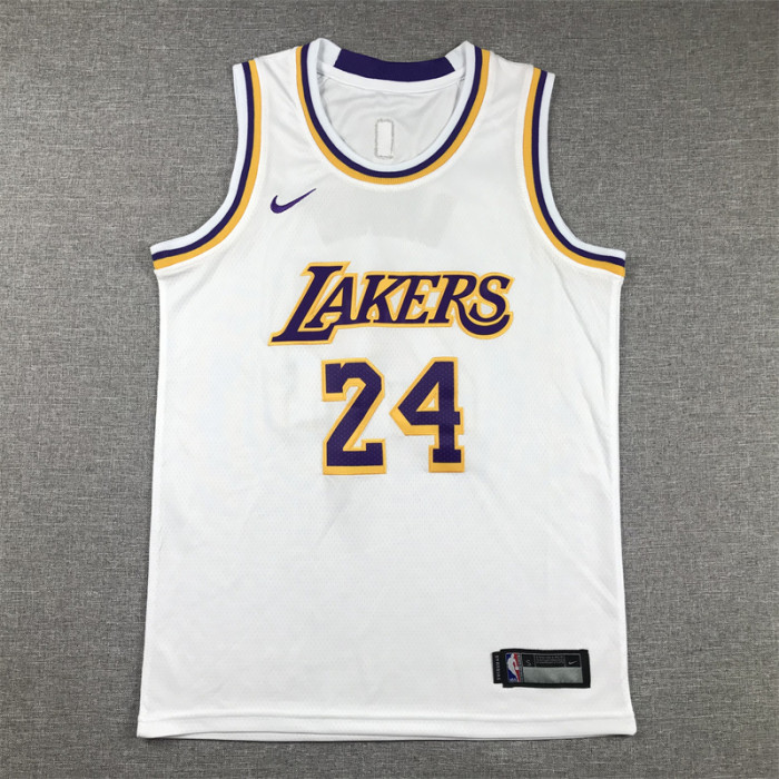 Round Neck Youth Kids Basketball Shirt Los Angeles Lakers 24 BRYANT White NBA Jersey