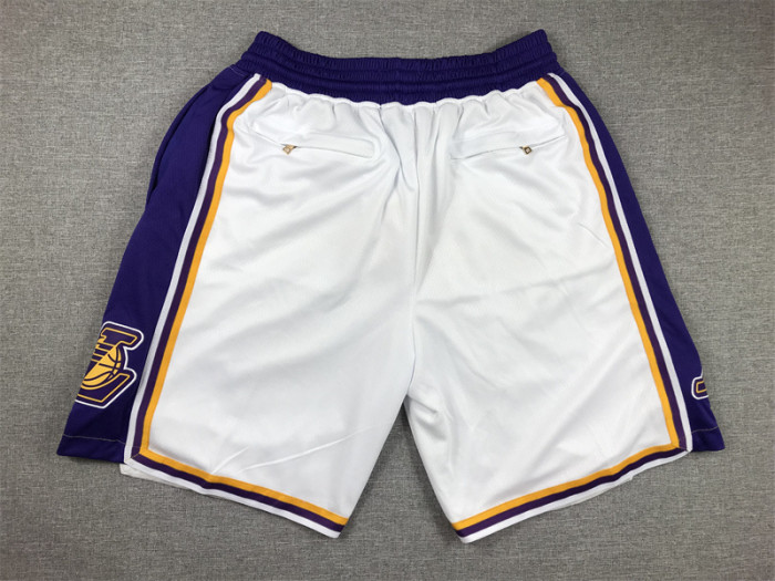 with Pocket Los Angeles Lakers NBA Shorts White Basketball Shorts