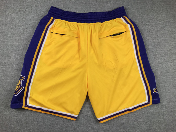 with Pocket Los Angeles Lakers NBA Shorts Yellow Basketball Shorts