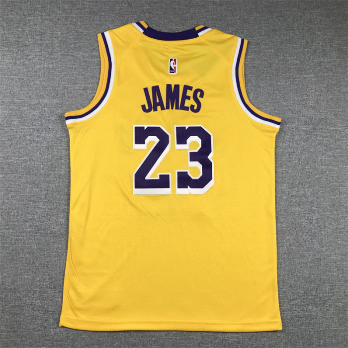 Round Neck Youth Kids Basketball Shirt Los Angeles Lakers 23 JAMES Yellow NBA Jersey