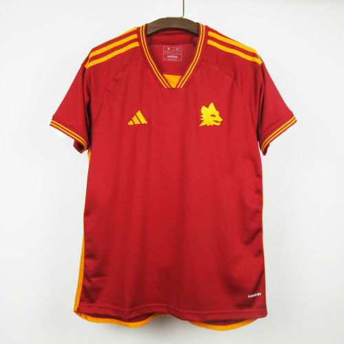 without Sponor Logo Fans Version 2023-2024 AS Roma Home Soccer Jersey Football Shirt