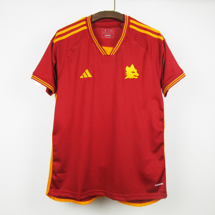 without Sponor Logo Fans Version 2023-2024 AS Roma Home Soccer Jersey Football Shirt