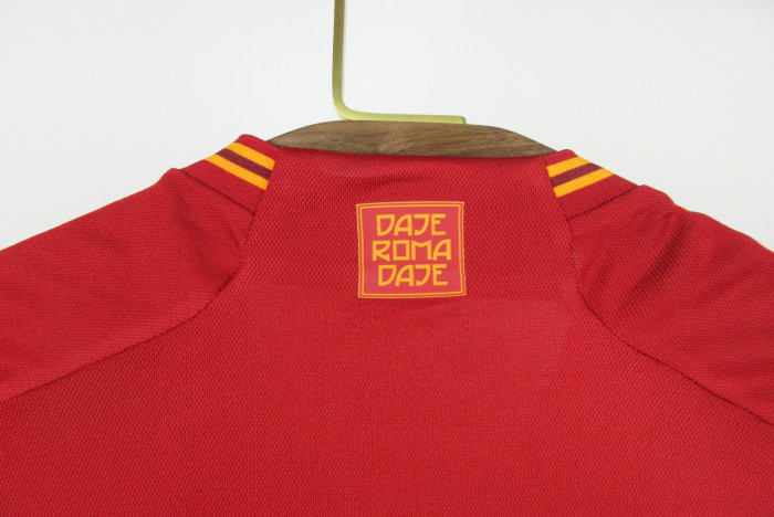 without Sponor Logo Fans Version 2023-2024 AS Roma Home Soccer Jersey Football Shirt