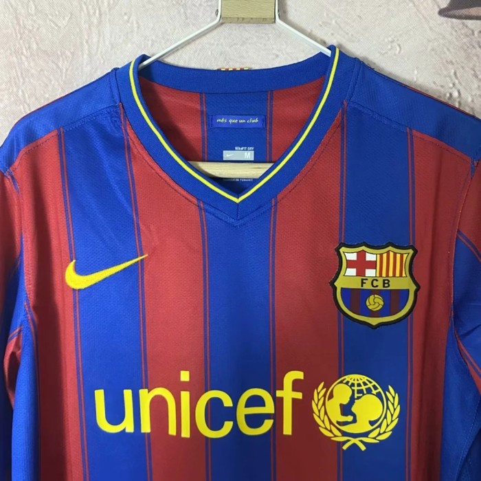 Retro Jersey Long Sleeve 2009-2010 Barcelona Home Soccer Jersey Vintage Football Shirt