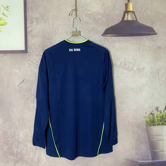 Long Sleeve Retro Jersey 2010-2011 Real Madrid Away Blue Vintage Soccer Jersey Football Shirt