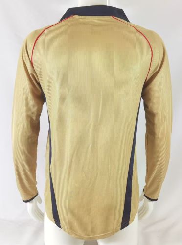 Long Sleeve Retro Jersey 2001-2002 Arsenal Away Gold Soccer Jersey Vintage Football Shirt