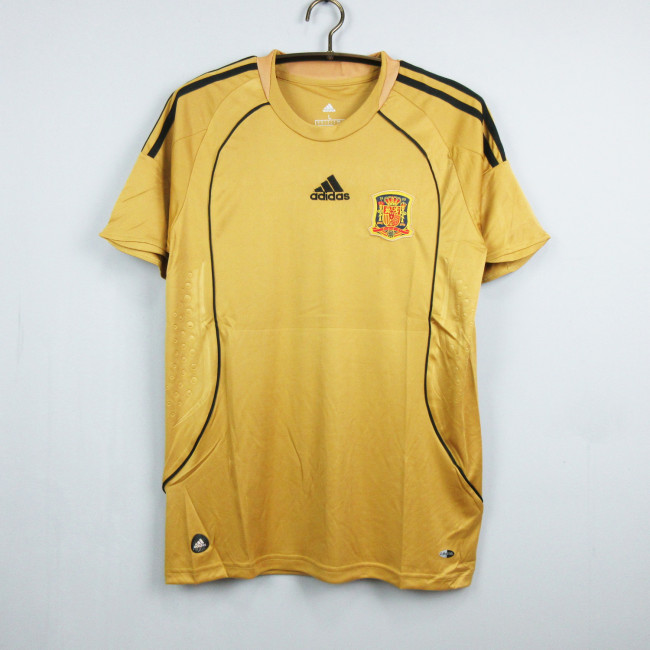Retro Jersey 2008 Spain Away Golden Soccer Jersey Camiseta de España Football Shirt