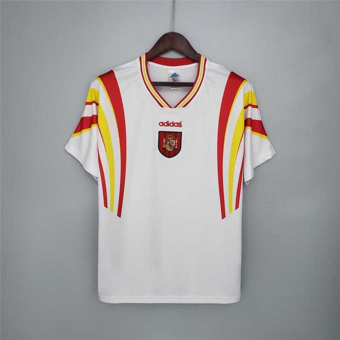 Retro Jersey 1996 Spain Away White Soccer Jersey Vintage Camiseta de España Football Shirt