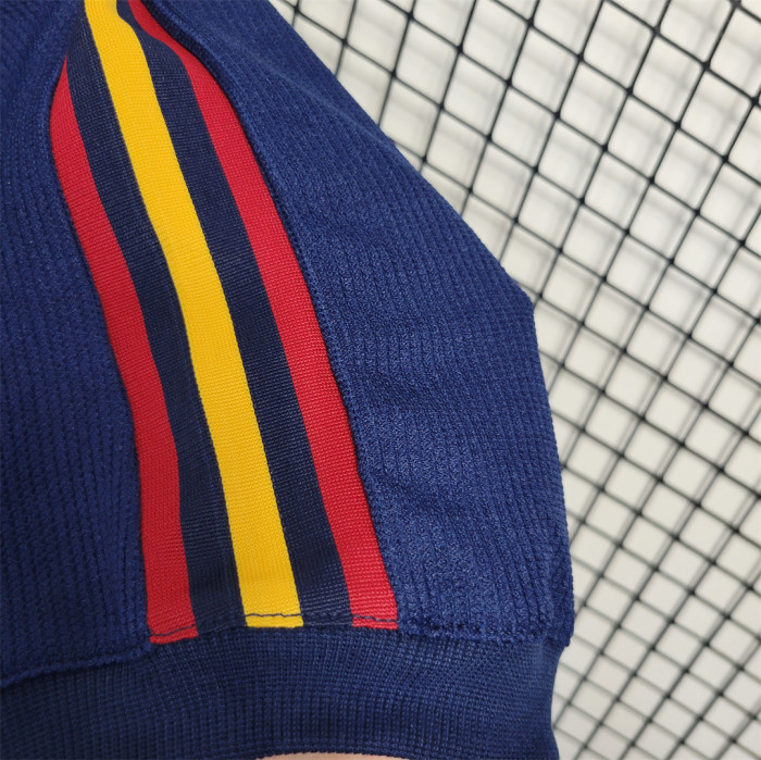 with Front Lettering Retro Jersey Spain 2010 Away Dark Blue Soccer Jersey