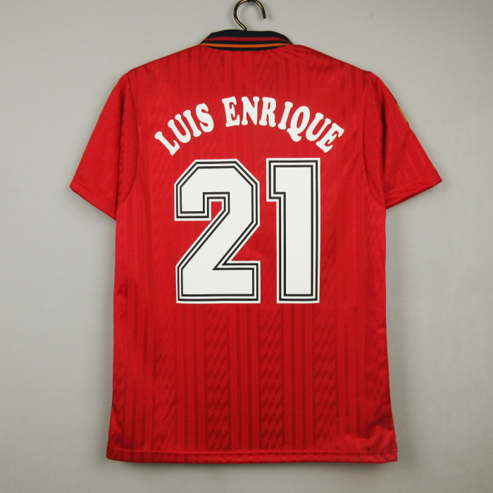Retro Jersey 1994 Spain LUIS ENRIQUE 21 Home Soccer Jersey Vintage Football Shirt