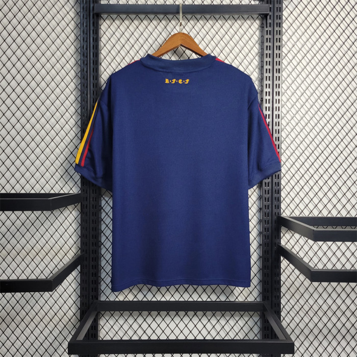 with Front Lettering Retro Jersey Spain 2010 Away Dark Blue Soccer Jersey