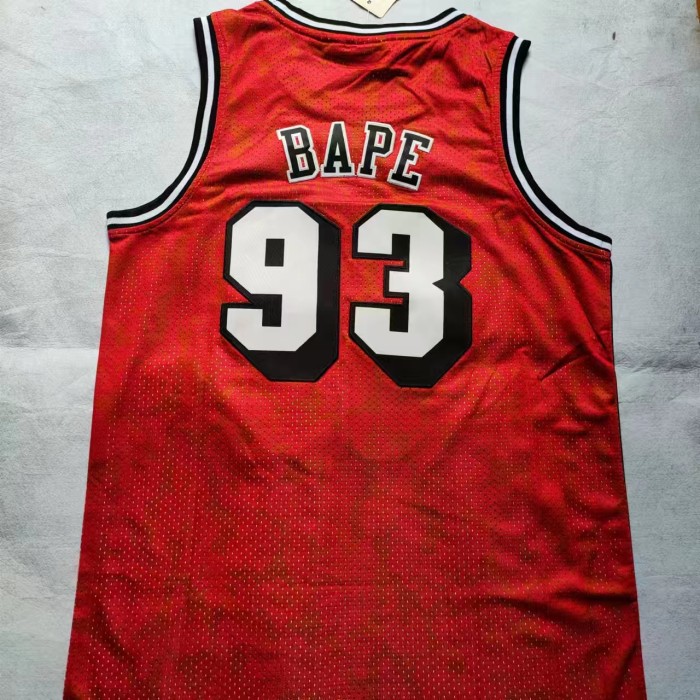 Mitchell&ness 1993 Miami Heat 93 BAPE Red NBA Jersey Basketball Shirt