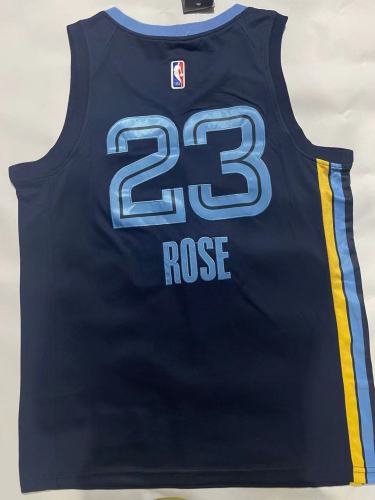 New 2023 Memphis Grizzlies 23 ROSE Dark Blue NBA Jersey Basketball Shirt