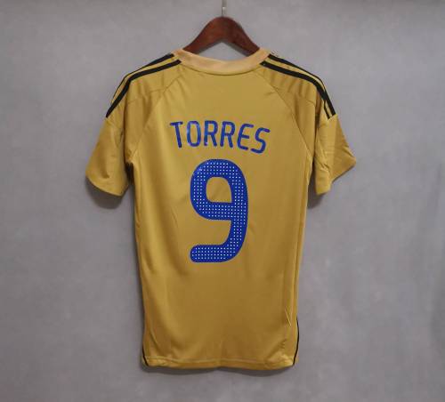 Retro Jersey 2008 Spain TORRES 9 Away Golden Soccer Jersey Camiseta de España Football Shirt