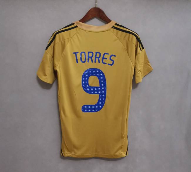 Retro Jersey 2008 Spain TORRES 9 Away Golden Soccer Jersey Camiseta de España Football Shirt