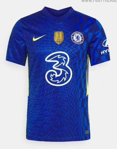 with Golden FIFA Patch Retro Jersey 2021-2022 Chelsea Home Blue Soccer Jersey