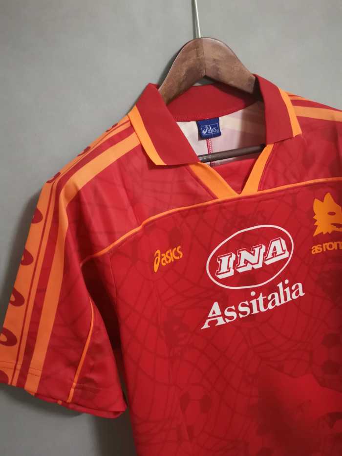 Retro Jersey 1995-1996 As Roma Home Soccer Jersey Vintage Football Shirt