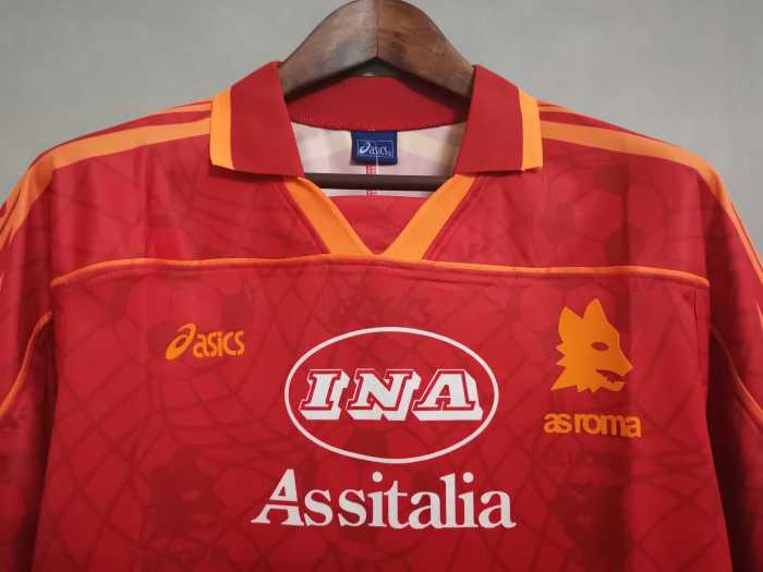 Retro Jersey 1995-1996 As Roma Home Soccer Jersey Vintage Football Shirt