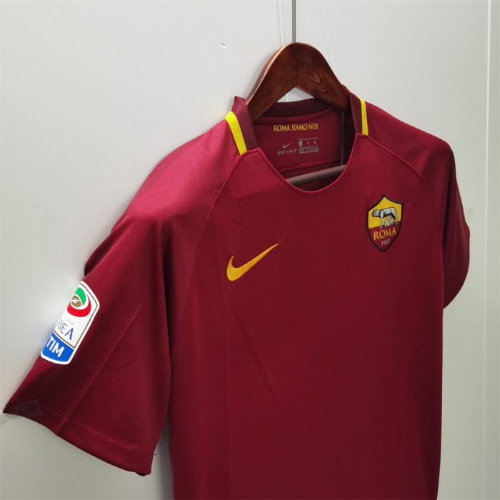 with Serie A Patch Retro Jersey 2017-2018 As Roma DE ROSSI 16 Home Soccer Jersey