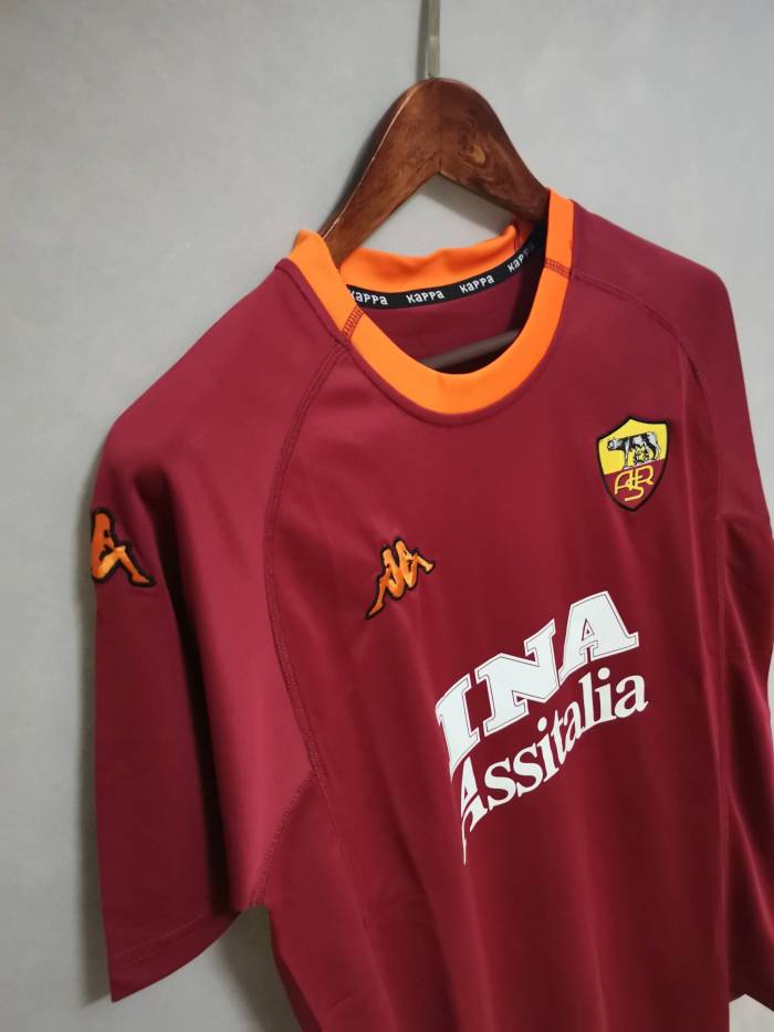 Retro Jersey 2000-2001 As Roma TOTTI 10 Home Soccer Jersey Vintage Football Shirt