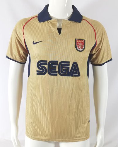 Retro Jersey 2001-2002 Arsenal HENRY 14 Away Gold Soccer Jersey Vintage Football Shirt