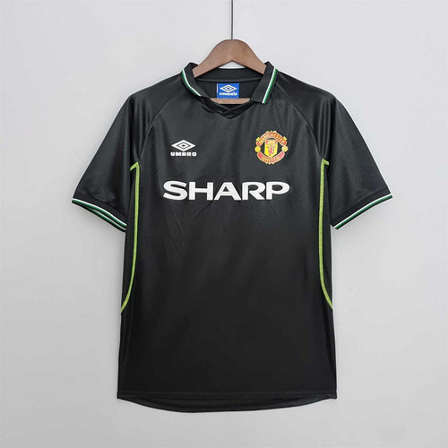 with EPL Patch Retro Jersey 1998-1999 Manchester United Third Away Black Soccer Jersey Man Uted Vintage Football Shirt