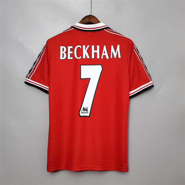 Retro Jersey 1998-1999 Manchester United BECKHAM 7 Home Soccer Jersey Man Utd Vintage Football Shirt