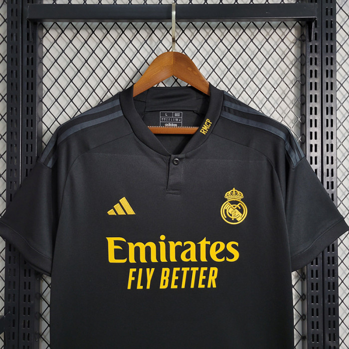 Real Camisetas de Futbol Fan Version 2023-2024 Real Madrid Third Away Black Soccer Jersey