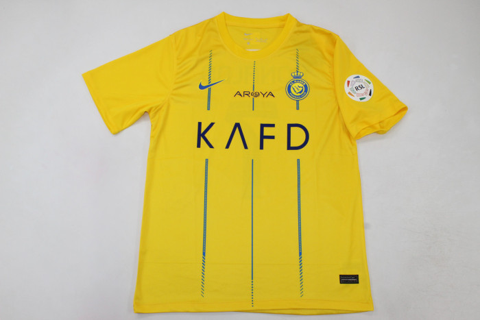 with RSL Patch Fans Version 2023-2024 Al Nassr Home Soccer Jersey